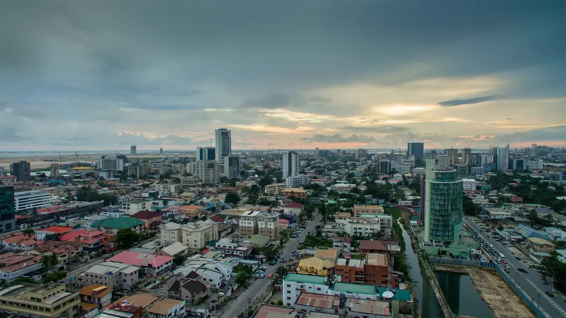 Aerial view of Victoria Island, Lagos, Nigeria. Image by Bolarzeal / Shutterstock. Nigeria, undated. Aerial view of Victoria Island, Lagos, Nigeria. Image by Bolarzeal / Shutterstock. Nigeria, undated.
