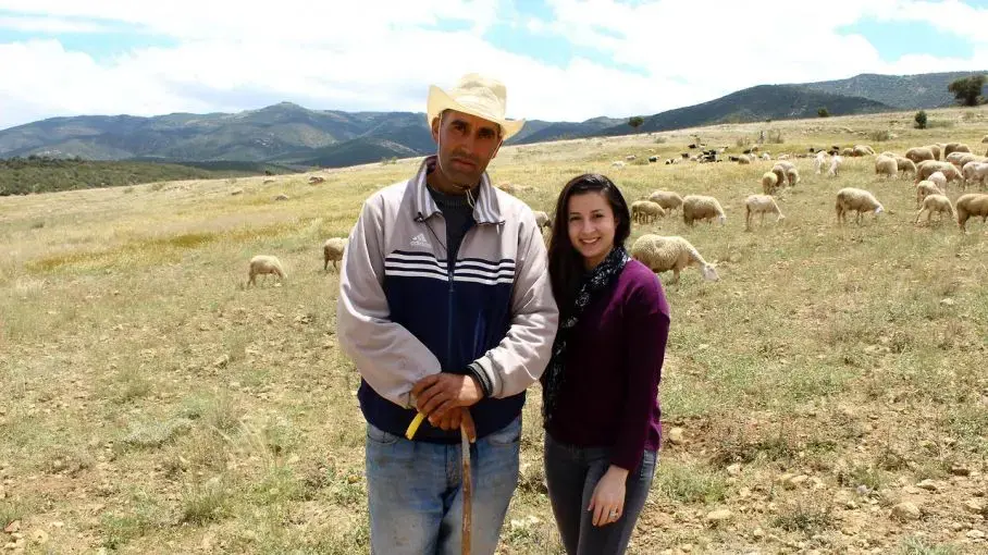 Yasmin Bendaas with sheepherder Shareef BouAziz in Algeria in 2016. Image courtesy of Yasmin Bendaas. Algeria, 2016.