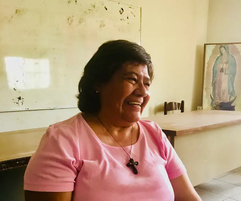 Sister Maria Antonia Aranda, a Mexican nun whose motherhouse is located in Michigan, runs a migrant shelter in Ciudad Juárez. Image by Lily Moore-Eissenberg. United States, 2019. Sister Maria Antonia Aranda, a Mexican nun whose motherhouse is located in Michigan, runs a migrant shelter in Ciudad Juárez. Image by Lily Moore-Eissenberg. United States, 2019.