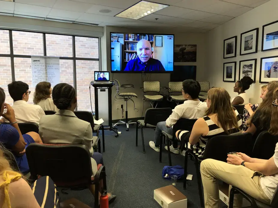 Reese Erlich speaks to the World Affair's Council summer program. Washington, D.C. 2019.