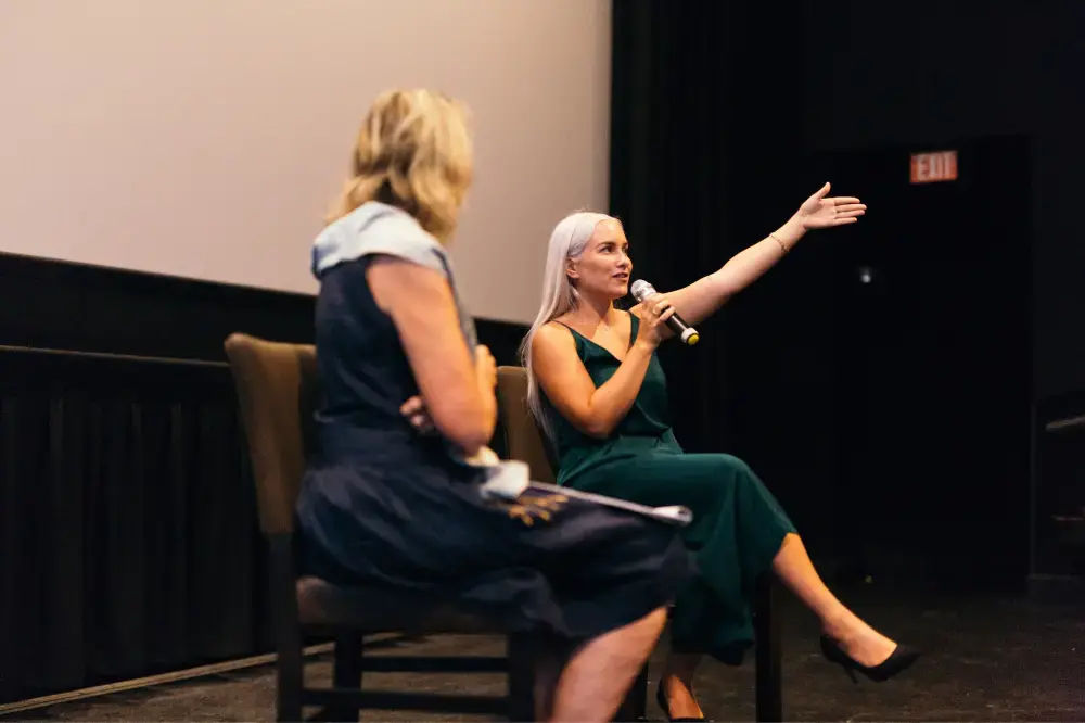 2017 Student Fellow Erin McGoff elaborates on her film that tells the stories of Lao people affected by the U.S.'s bombings of Laos during the Vietnam War. Image by Matt Francisco. United States, 2019. 2017 Student Fellow Erin McGoff elaborates on her film that tells the stories of Lao people affected by the U.S.'s bombings of Laos during the Vietnam War. Image by Matt Francisco. United States, 2019.