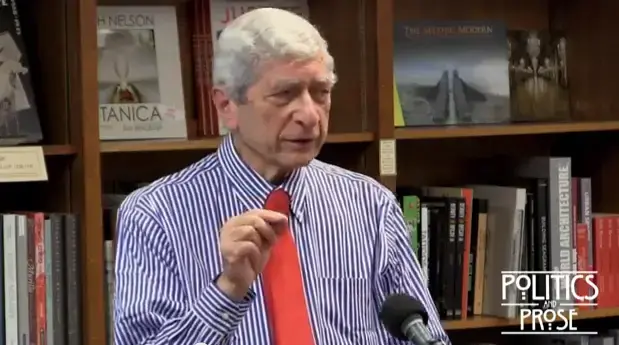 A screenshot of Politics and Prose's video of Marvin Kalb's talk. Media file: screen_shot_2013-07-23_at_12.29.33_pm.png