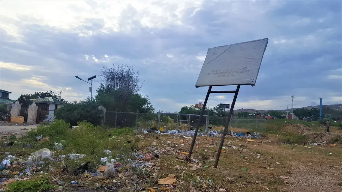 The sewage treatment plant at Titanyen, outside Port-au-Prince, Haiti, has been closed since 2013. Image by Rebecca Hersher. Haiti, 2017.