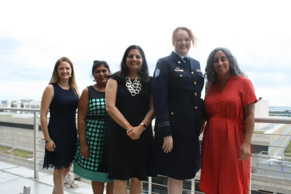 From left: Xanthe Scharff; Chandrima Das; Inndira Lakshmanan; Fiona Pearce; and Geeta Gandbhir. Image courtesy of the UN Foundation. United States, 2019.