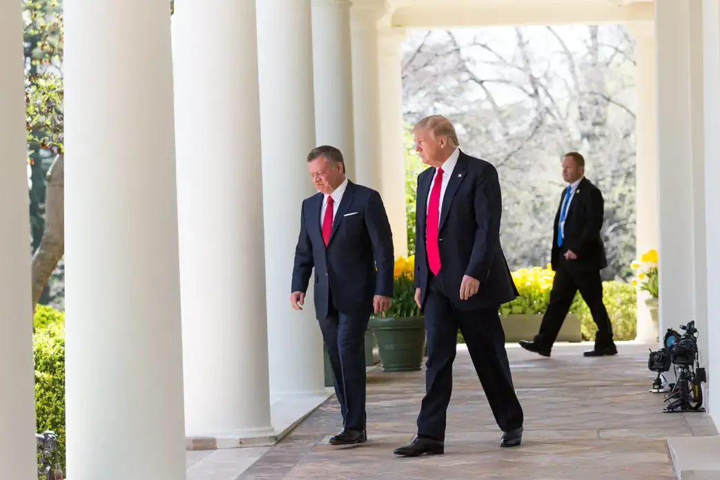 U.S. President Donald J. Trump, right, and King Abdullah II of Jordan. Image by Shealah Craighead. United States, 2017. U.S. President Donald J. Trump, right, and King Abdullah II of Jordan. Image by Shealah Craighead. United States, 2017.