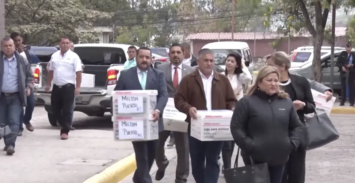 A plot of corruption in Honduras involves embezzlement of public funds. Screenshot from video. Honduras, 2019.