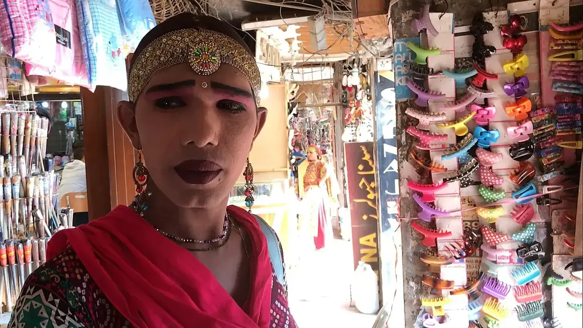 Sohni, originally from Punjab, was born intersex. At the age of 7, she was given away by her mother to live with other intersex individuals. She now begs for money at Meena Bazaar in Karachi. Image by Rubab Anwar. Pakistan, 2017. Sohni, originally from Punjab, was born intersex. She was given away by her mother to live with other intersex individuals at the age of 7. She now begs for money at Meena Bazaar in Karachi. Image by Rubab Anwar. Pakistan, 2017.
