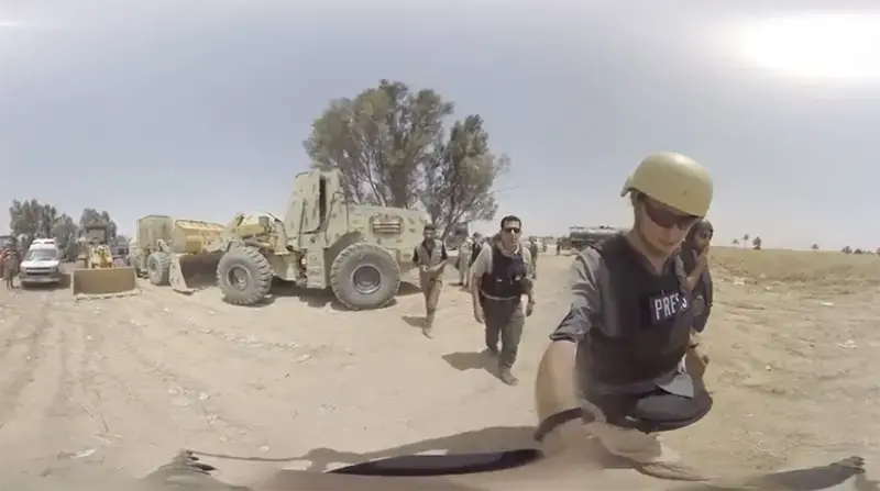 Grantee Ben Solomon's VR film, "The Fight for Fallujah," was one of the first VR experiences to be shot in a war zone. Iraq, 2016. Grantee Ben Solomon