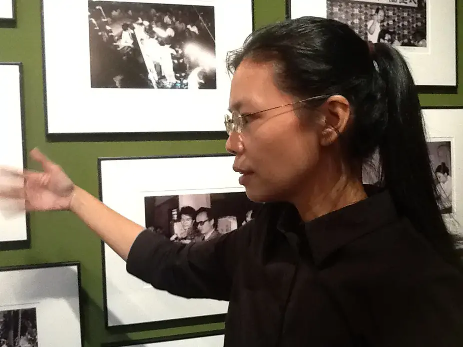 Lee Ching-yu, the wife of the Taiwanese human rights activist imprisoned in China, at the office in Taipei where she studies the history of Taiwan's democratic movement. Image by Richard Bernstein. Taiwan, 2017.