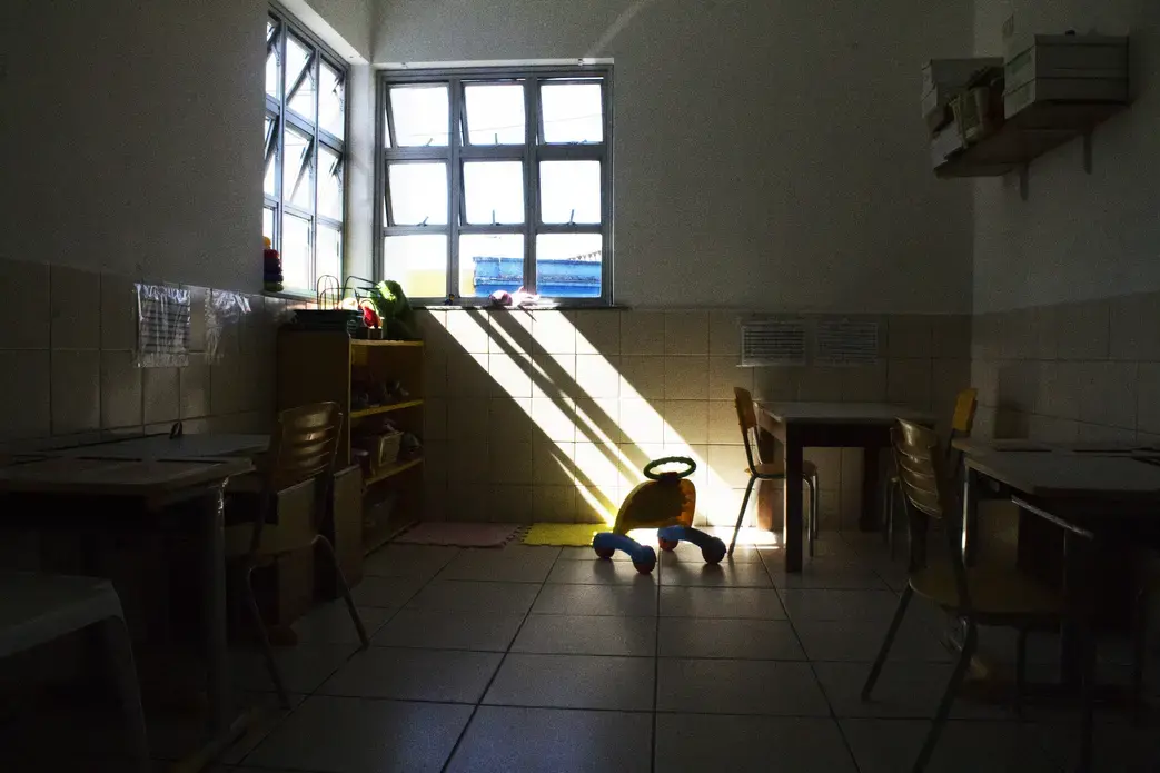 In a vacant children's room, toys and tools are stored in their assigned places. Image by Amanda Michelle Gordon. Brazil, 2018. In a vacant children's room, toys and tools are stored in their assigned places. Image by Amanda Michelle Gordon. Brazil, 2018.