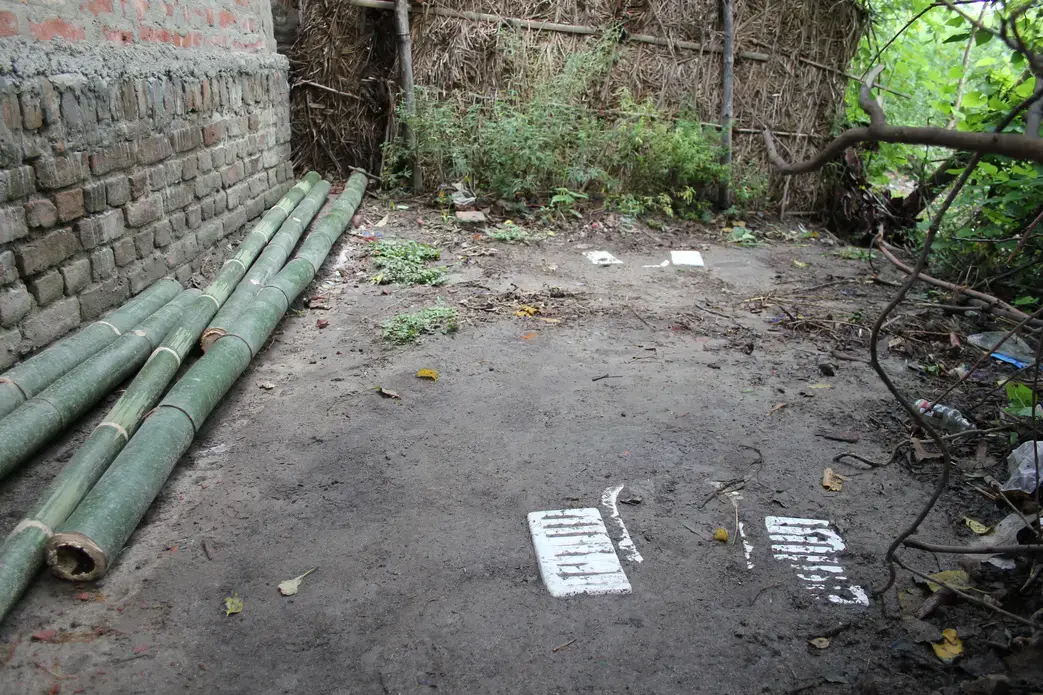 Remnants of never-used toilets in a rural Bihar, India. Image by Ann Schraufnagel. India, 2015.