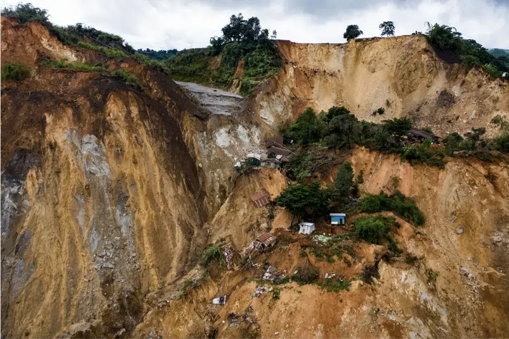 A landscape view shows a recent landslide at Gwi Hka jade mining site in Hpakant, Kachin state, Myanmar, on July 16. Image by Hkun Lat. Myanmar, 2020. A landscape view shows a recent landslide at Gwi Hka jade mining site in Hpakant, Kachin state, Myanmar, on July 16. Image by Hkun Lat. Myanmar, 2020.