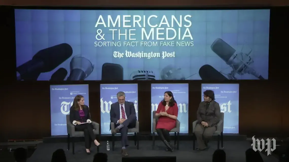 Pulitzer Center Executive Editor Indira Lakshman speaks President Trump's use of the term "Fake News." Screenshot from a Washington Post video stream. United States, 2018. Pulitzer Center Executive Editor Indira Lakshman speaks President Trump's use of the term "Fake News." Screenshot from a Washington Post video stream. United States, 2018.