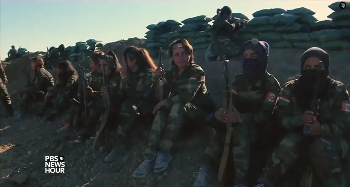 Image from PBS NewsHour video "In the Fight Against ISIS, Kurds Seek Chance to Govern Themselves." Syria, 2017.