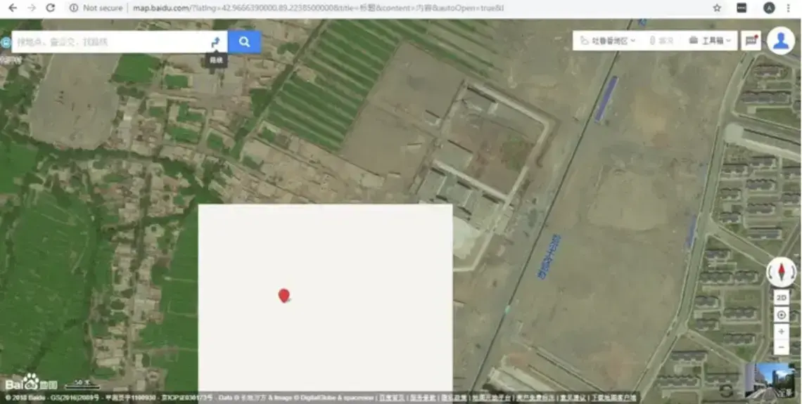 A masked tile on Baidu Maps. Image courtesy of Baidu/Via map.baidu.com. China, undated. A masked tile on Baidu Maps. Image courtesy of Baidu/Via map.baidu.com. China, undated.
