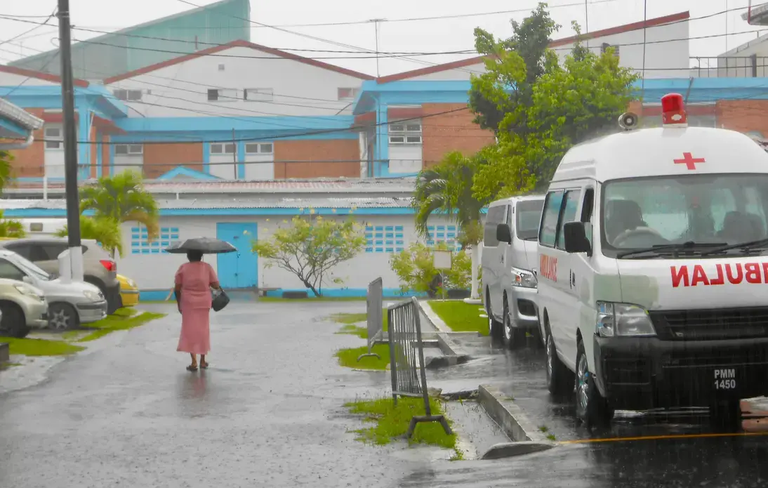 A rainy day outside Georgetown Public Hospital's Psychiatric Ward. Image by Madeline Bishop. Guyana, 2017. A rainy day outside Georgetown Public Hospital's Psychiatric Ward. Image by Madeline Bishop. Guyana, 2017.