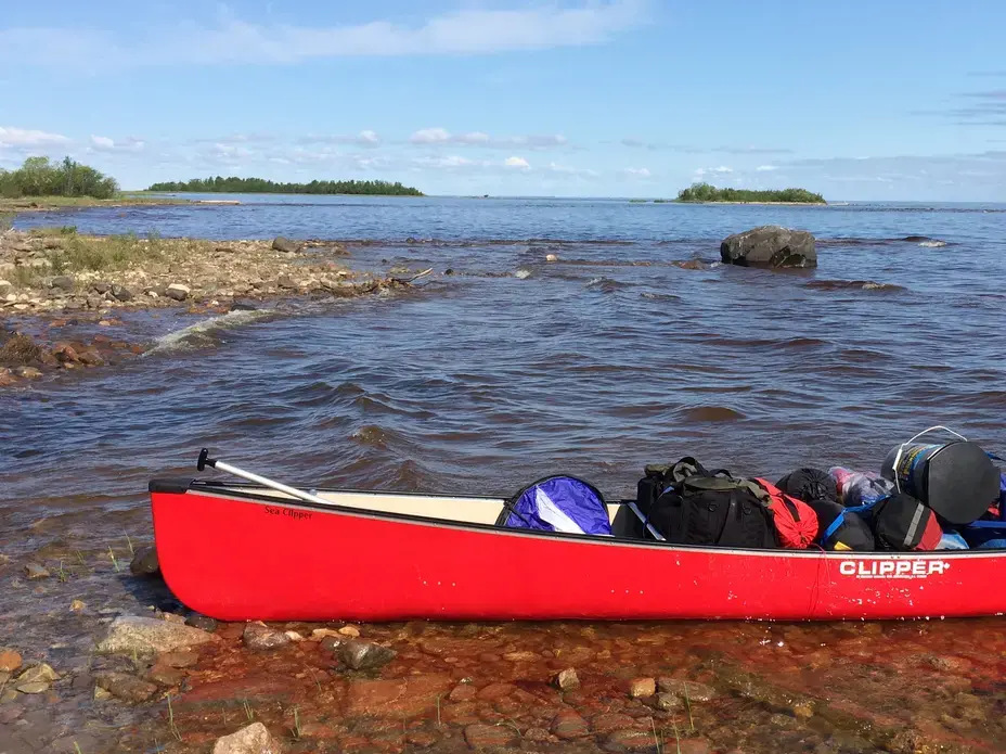 Brian Castner paddled the 1125 mile Mackenzie River in this canoe to report on climate change. Image by Brian Castner. Canada, 2016.
