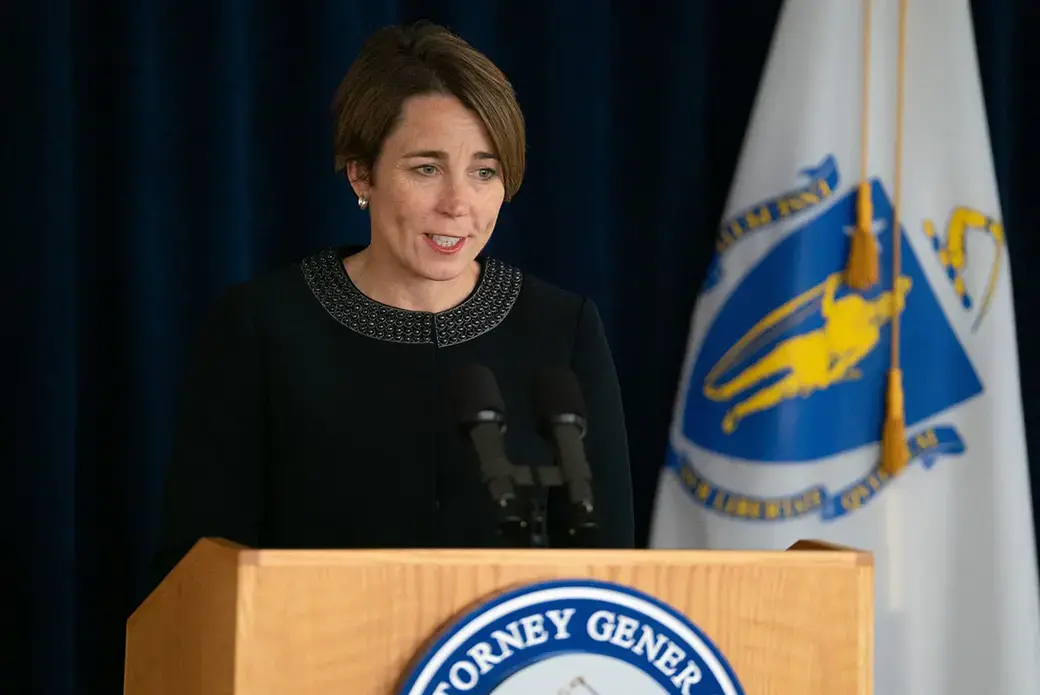 Massachusetts attorney general Maura Healey had at least 70 illegal eviction cases withdrawn from housing court for violating either the eviction moratorium or the state consumer protection law. Image courtesy of the Office of the Attorney General. United States, 2020. Massachusetts attorney general Maura Healey had at least 70 illegal eviction cases withdrawn from housing court for violating either the eviction moratorium or the state consumer protection law. Image courtesy of the Office of the Attorney General. United States, 2020.