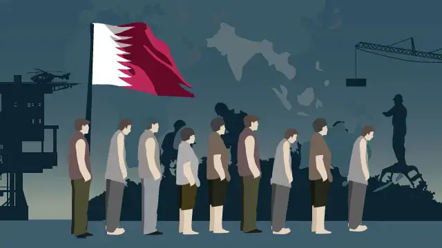Labor migrants comprise about 90% of Qatar's population. This is a snapshot of their working conditions and some of the issues migrant workers face.
Graphic by Shelette Gipa/Rappler. 2017. Labor migrants comprise about 90% of Qatar's population. This is a snapshot of their working conditions and some of the issues migrant workers face.
Graphic by Shelette Gipa/Rappler. 2017.