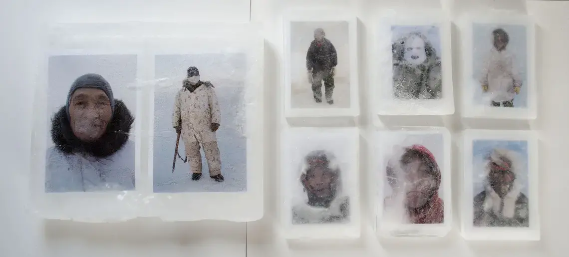 Louie Palu's work photographs the Inuit communities of the high Artic before freezing them into large blocks of ice to portray the connection between their environment and their identity.