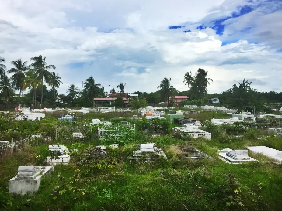 Overgrown graveyards scatter the roadsides. Image by Campbell Rawlins. Guyana, 2017. Overgrown graveyards scatter the roadsides. Image by Campbell Rawlins. Guyana, 2017.