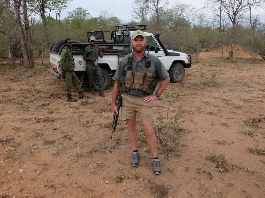 Bryce Clements heads the Savé Valley Conservancy's war on poachers. Bryce Clements heads the Savé Valley Conservancy's war on poachers. Image by Martin Fletcher. Zimbabwe, 2017.