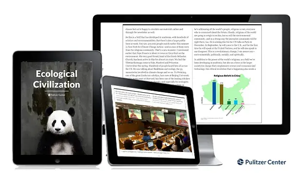 Our new E-book "Ecological Civilization" is available on a variety of platforms. Image designed by Jin Ding. Media file: ecocivi_ipadmac.jpg