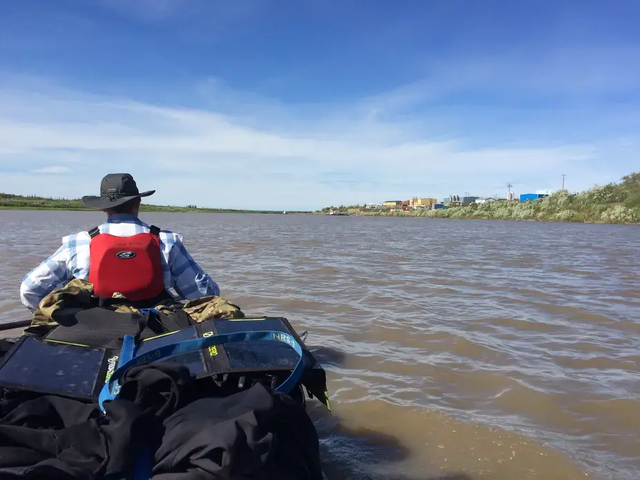 The town of Inuvik, from the Mackenzie River. Image courtesy of Brian Castner. Canada, 2016. The town of Inuvik, from the Mackenzie River