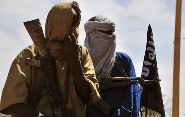 Two masked Islamists last year in Gao, northern Mali's largest city, during their short-lived control of the region. Image by Issouf Sanogo/AFP/Getty. Media file: mali_photo.jpg
