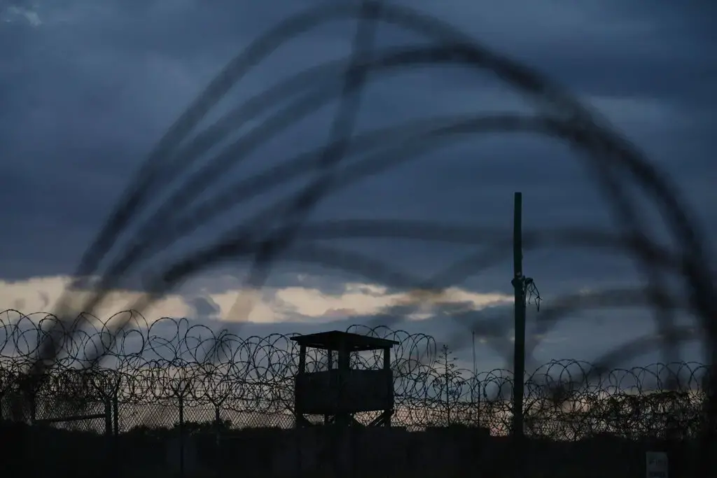 Mohammed al-Qahtani was brutally interrogated at Camp X-Ray, above, a detention facility at Guantánamo Bay. Image by Doug Mills/The New York Times. United States, undated. Mohammed al-Qahtani was brutally interrogated at Camp X-Ray, above, a detention facility at Guantánamo Bay. Image by Doug Mills/The New York Times. United States, undated.
