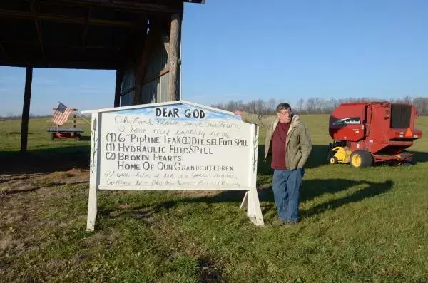 In 2011, three accidents related to shale gas extraction occurred on Bruce Kennedy's property, including a large diesel spill. “The story is always different at the kitchen table where they come to sign you on than it is out in the field,” says Kennedy, a long-time farmer whose family roots in Pennsylvania go back 200 years. Image by Dimiter Kenarov. United States, 2012. Media file: 9_2.jpg
