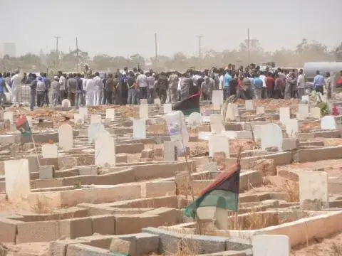 Image by Nicolas Pelham. Libya, 2013. Media file: p1160947_script_9_-_saiqa_funeral.jpg