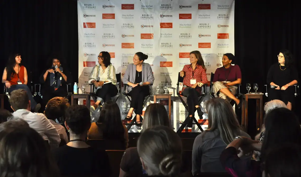 Participants share a laugh on the Double Exposure, "Ask Me Anything: Meet the Funders," panel. Image by Katie Brown. United States, 2019. Participants share a laugh on the Double Exposure, "Ask Me Anything: Meet the Funders," panel. Image by Katie Brown. United States, 2019.