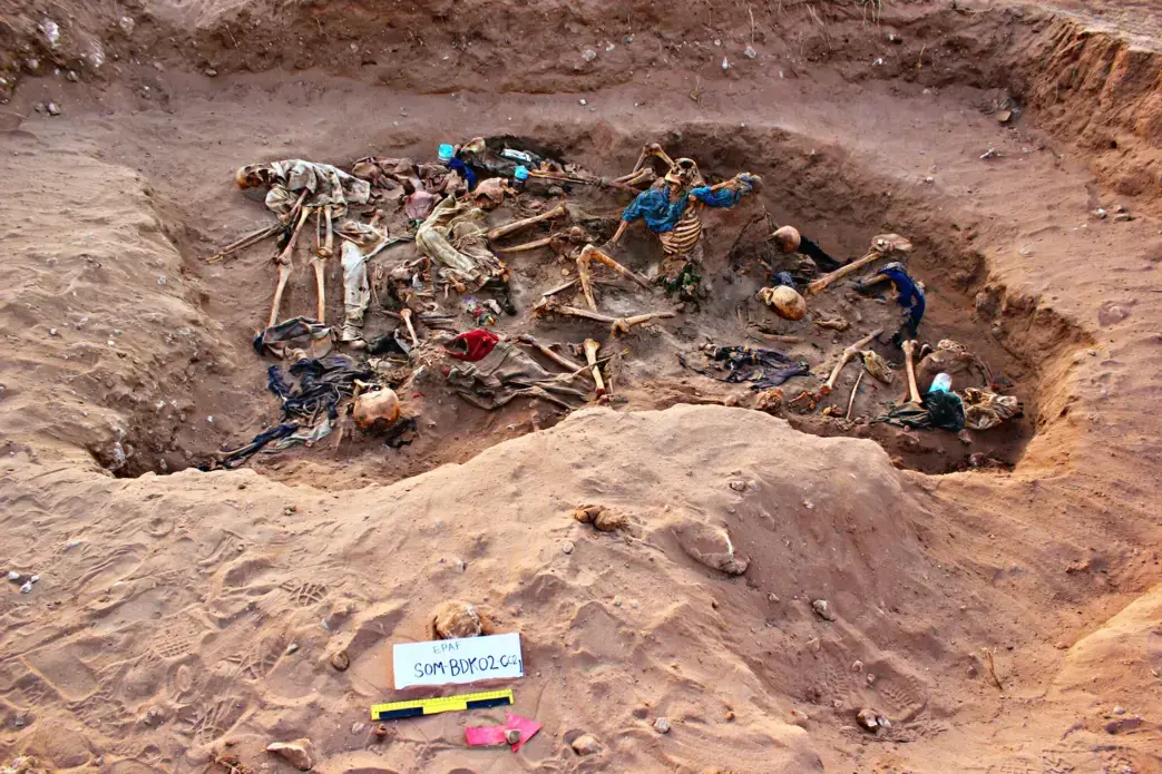 Human remains in Somaliland's Valley of Death. Photo courtesy of the Peruvian Forensic Anthropology Team (EPAF) led by Franco Mora. Somaliland, 2018. Human remains in Somaliland's Valley of Death. Photo courtesy of the Peruvian Forensic Anthropology Team (EPAF) led by Franco Mora. Somaliland, 2018.