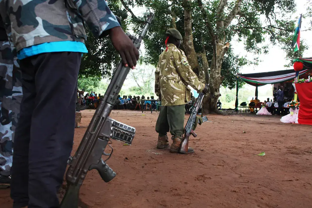 Former child soldiers during the release ceremony, outside Yambio in South Sudan. One hundred twenty-eight children (90 boys and 38 girls) were officially released at this ceremony by two armed groups, bringing the total number released this year to over 900. Image by Andreea Campeanu. South Sudan, 2018.