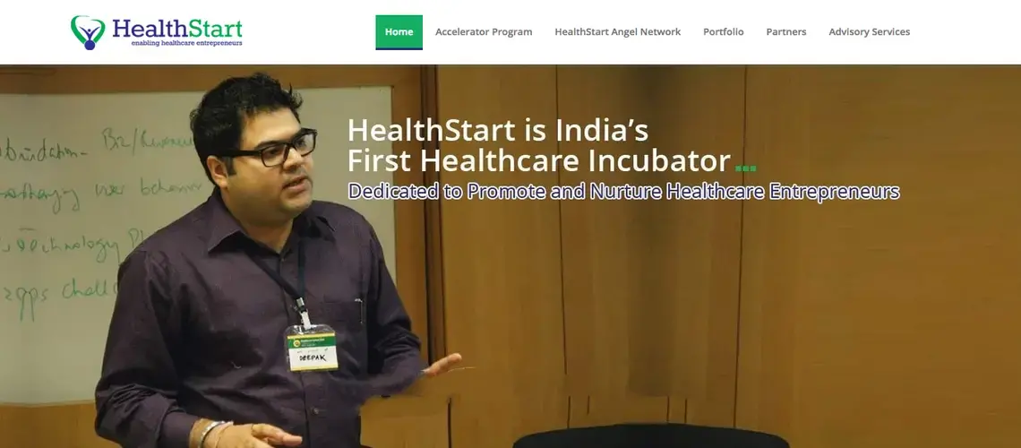 Deepak Sahni of Healthians presents his business to the HealthStart team. Image Courtesy of Subject. India, 2015. Media file: screen_shot_2015-10-30_at_8.16.52_am.png
