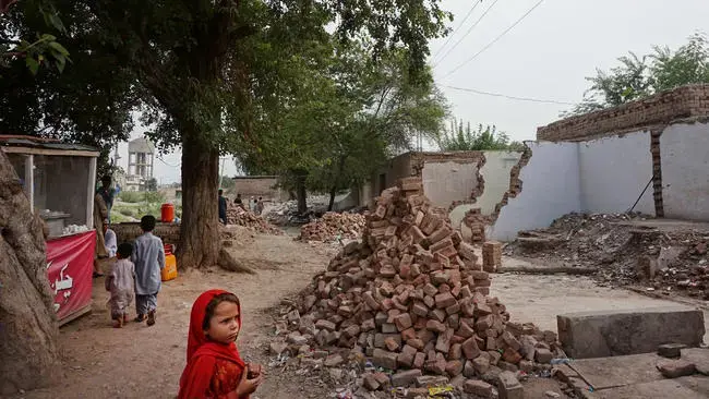Shops were demolished near Jamrud, in Pakistan's tribal areas, under the collective punishment law. The shop owners were accused of selling narcotics, so the shops of an entire family were destroyed. Image by Umar Farooq. Pakistan, 2017. Shops were demolished near Jamrud, in Pakistan's tribal areas, under the collective punishment law. The shop owners were accused of selling narcotics, so the shops of an entire family were destroyed. Image by Umar Farooq. Pakistan, 2017.