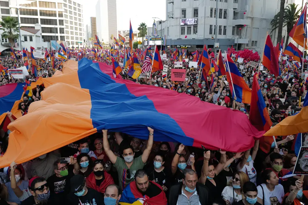In October, the Armenian diaspora held a protest in Los Angeles against the war in the Nagorno-Karabakh. Image by Tverdokhlib / Shutterstock. United States, 2020. In October, the Armenian diaspora held a protest in Los Angeles against the war in the Nagorno-Karabakh. Image by Tverdokhlib / Shutterstock. United States, 2020.