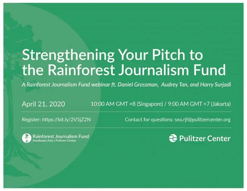 A webinar hosted by the Rainforest Journalism Fund featured a panel of experienced journalists who provided tips for applying to the Southeast Asia Rainforest Journalism Fund. The journalists are members of the Southeast Asia Rainforest Journalism Fund Advisory Committee. This webinar, hosted by the Rainforest Journalism Fund, features a panel of experienced journalists who will provide tips for applying to the Southeast Asia Rainforest Journalism Fund. The journalists are also members of the Southeast Asia Rainforest Journalism Fund Advisory Committee.