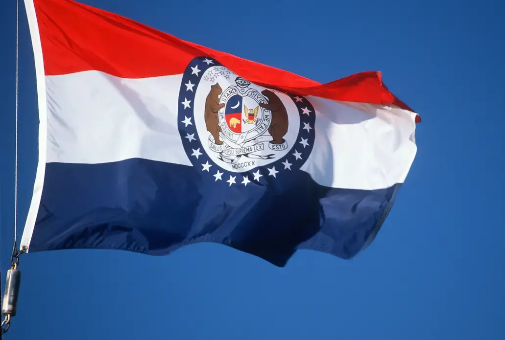State flag of Missouri. Image by Joseph Sohm / Shutterstock. United States, undated. State flag of Missouri. Image by Joseph Sohm / Shutterstock. United States, undated.
