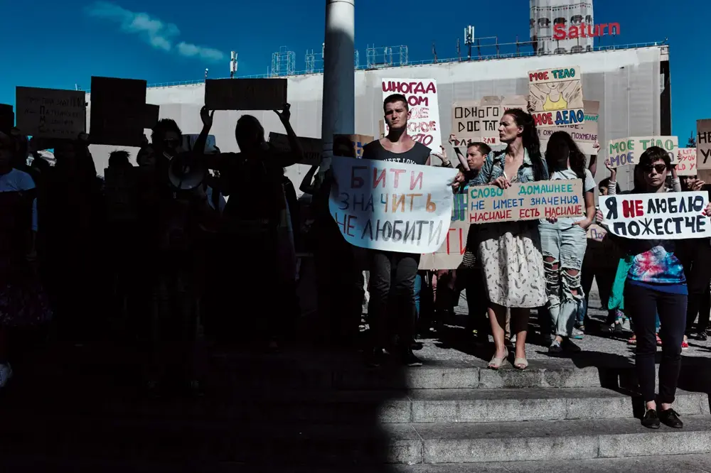 Feminists protest sexual violence in Kyiv, Ukraine. Image by Misha Friedman. Ukraine, 2016.