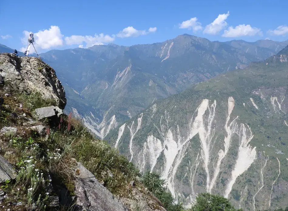 The shaken landscape in Nepal could have a heightened level of landslides years or even decades after the devastating earthquake in 2015. Image by Kristen Cook. Nepal, 2015.