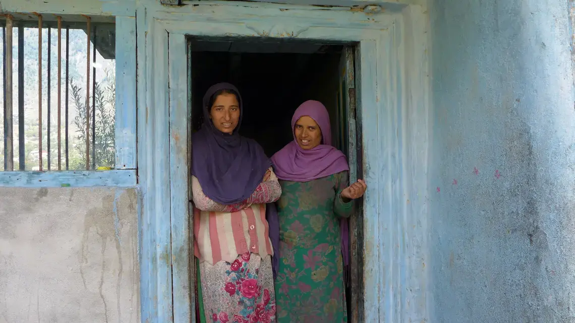 Members of Jammu and Kashmir's Gujjar-Bakerwal ethnic group, Najma Jan and Tahira Akhter say that birth control in their community has such a stigma attached to it that they are unable to raise the subject even with their husbands. Image by Safina Nabi. Kashmir, 2020. Members of Jammu and Kashmir's Gujjar-Bakerwal ethnic group, Najma Jan and Tahira Akhter say that birth control in their community has such a stigma attached to it that they are unable to raise the subject even with their husbands. Image by Safina Nabi. Kashmir, 2020.