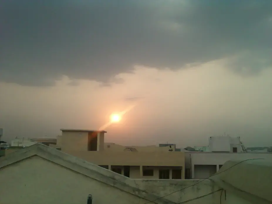 Sunset at Nizampet in Rangareddy District, Hyderabad. Image via Wikicommons. India, 2011.