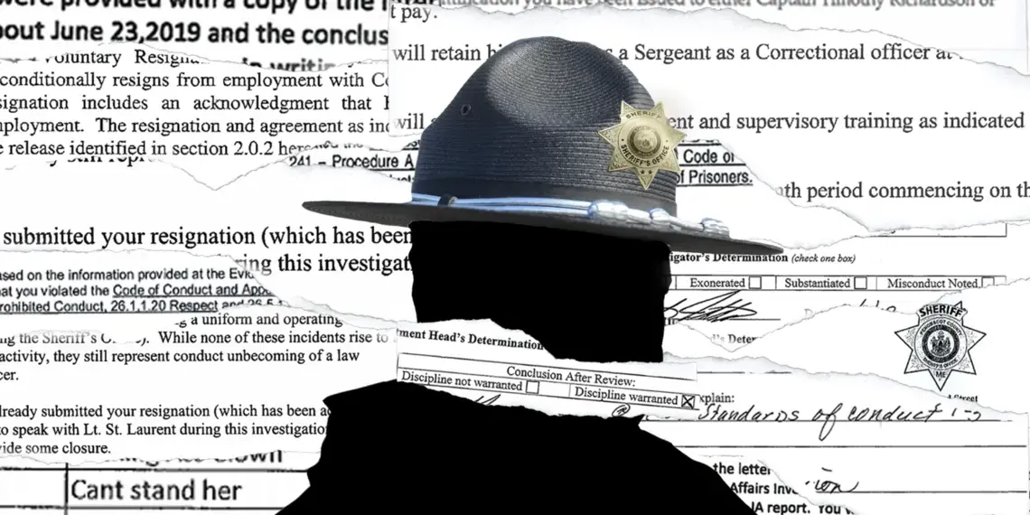 Maine is one of only a few states where law enforcement discipline records are public. But that doesn’t always result in transparency. Illustration by Natalie Williams / Bangor Daily News.