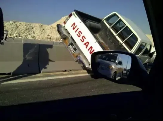 A car accident in Doha. Chances are the driver was a male. Image by Sandeep Pamulapati. Qatar, 2013 Media file: qatar2.jpg