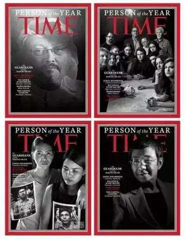 The covers for Time magazine "Person of the Year." Image by AFP Photo/TIME Magazine/Moises Saman/Handout. United States, 2018. The covers for Time magazine "Person of the Year." Image by AFP Photo/TIME Magazine/Moises Saman/Handout. United States, 2018.