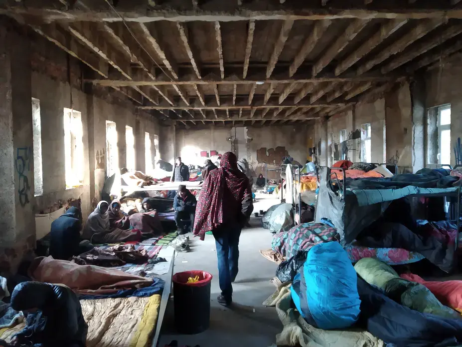 Borici camp before renovation, Bihać. Image by Dariusz Kalan. Bosnia and Herzegovina, 2018.