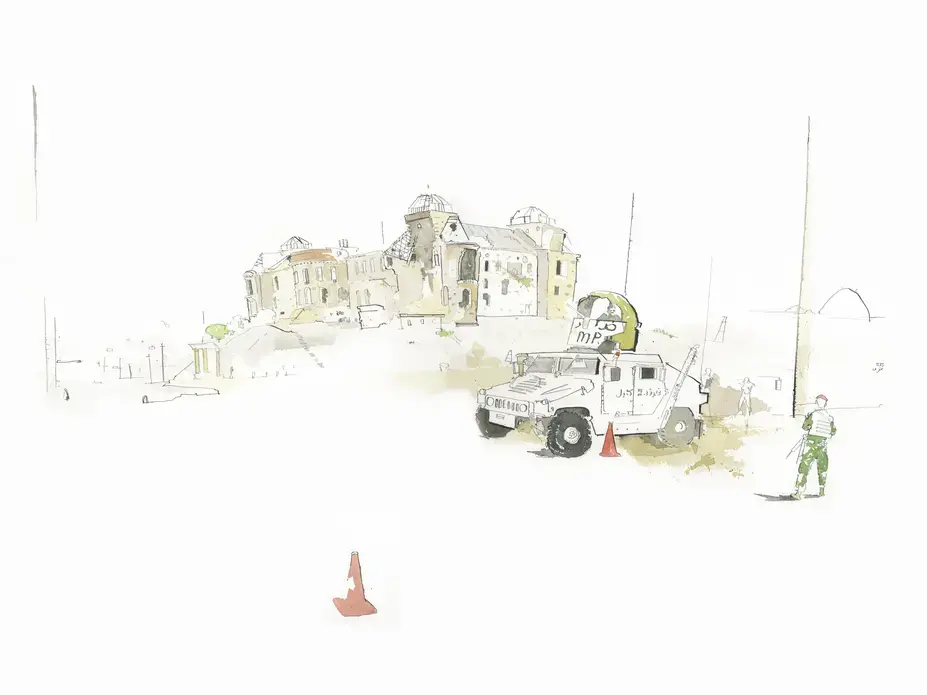 Drawing by George Butler. Afghanistan, 2014. Media file: daralaman.jpg