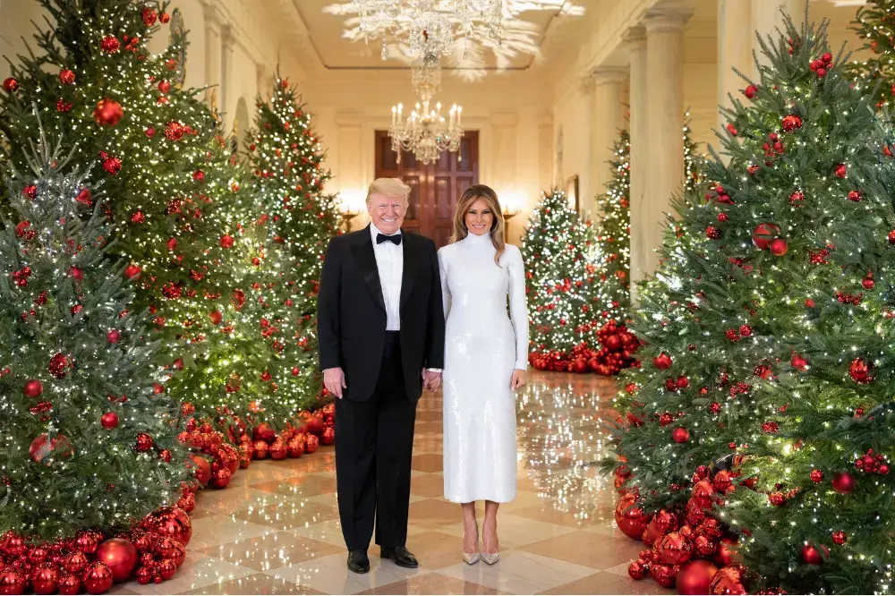 President Donald J. Trump and First Lady Melania Trump in the Cross Hall of the White House. Image by Andrea Hanks/White House (CC Public Domain). United States, 2018. President Donald J. Trump and First Lady Melania Trump in the Cross Hall of the White House. Image by Andrea Hanks/White House (CC Public Domain). United States, 2018.